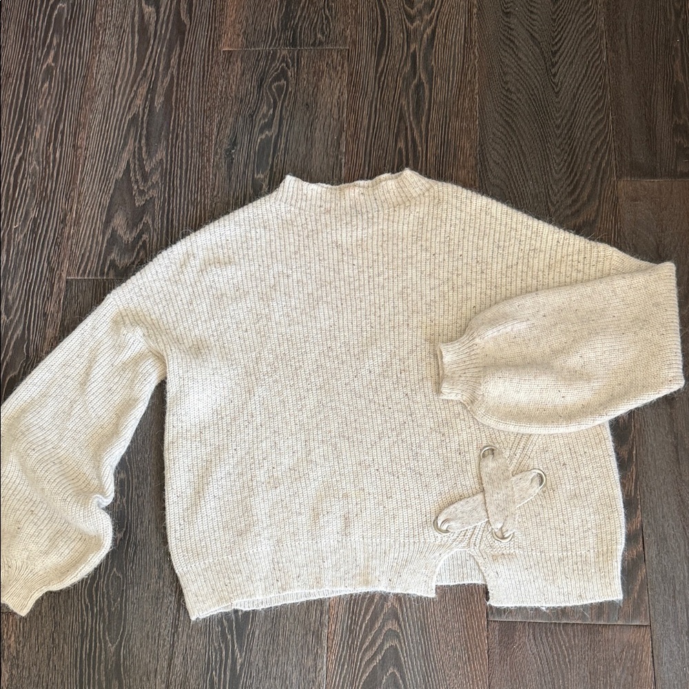 Cozy Cream Sweater with X  Detail